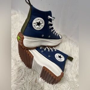 Converse Navy and Olive High-Top Sneakers